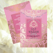 Dusty Pink RoseGold Classic Monogram Boho Wedding Folie Uitnodiging