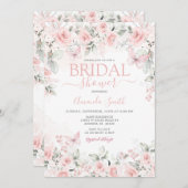 Dusty Pink Roses Bridal Shower uitnodiging (Voorkant / Achterkant)