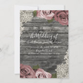 Dusty Pink Roses Gray Rustic Wood Weddenschap Kaart (Voorkant)