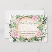 Dusty Pink Roses Greenery Forest Wedding RSVP Kaar Kaart (Voorkant)