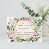 Dusty Pink Roses Greenery Forest Wedding RSVP Kaar Kaart (Staand voorkant)