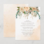 Dusty Pink Roses Greenery Waterverf Wedding Uitnodiging Briefkaart (Voorkant / Achterkant)