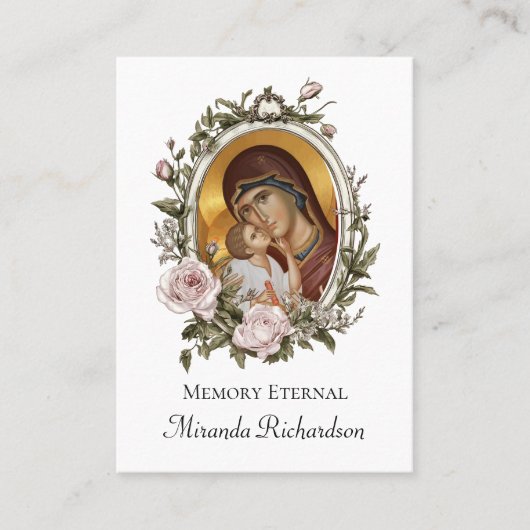 Dusty Pink Roses Krans Foto Begrafenisgebed Kaart Plaatskaartje (Voorkant)