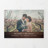 Dusty Pink Roses Mason Jar String Lights Wedding Drieluik Uitnodiging (Cover)