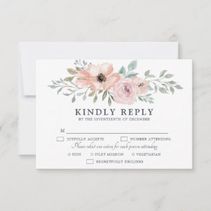 Dusty Pink Roses Midsummer Bloemen Bloemen RSVP Kaartje