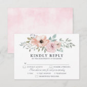 Dusty Pink Roses Midsummer Bloemen Bloemen RSVP Kaartje (Voorkant / Achterkant)