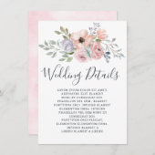 Dusty Pink Roses Midsummer Bloemen Trouwdetails Informatiekaartje (Voorkant / Achterkant)