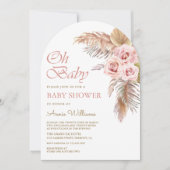 Dusty Pink Roses Pampas Grass Arch Baby shower Kaart (Voorkant)