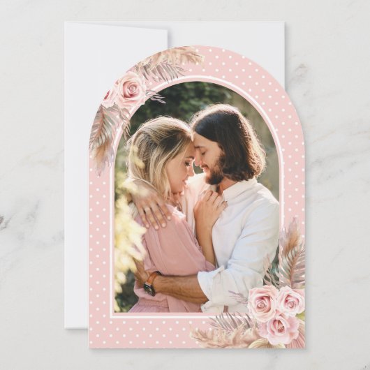 Dusty Pink Roses Pampas Grass Arch Vrijgezellenfee Kaart (Achterkant)