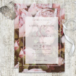 Dusty Pink Roses & Peonies Wedding Invitation Kaart<br><div class="desc">Dit elegante, maar eenvoudige ontwerp kenmerkt een achtergrond van stoffige roze, witte, en stompe rozen en pinda's. De tekst wordt getoond op een zachte witte transparante achtergrond aan show van het ontwerp achter het. Deze kaart maakt deel uit van de Dusty Pink Roses & Peonies Wedding Wedding Suite van kaarten...</div>