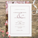 Dusty Pink Roses & Peonies Wedding Invitation Kaart<br><div class="desc">Dit elegante, maar eenvoudige ontwerp kenmerkt een achtergrond van stoffige roze, witte, en stompe rozen en pinda's. De tekst wordt getoond op een zachte witte transparante achtergrond aan show van het ontwerp achter het. Deze kaart maakt deel uit van de Dusty Pink Roses & Peonies Wedding Wedding Suite van kaarten...</div>
