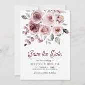 Dusty Pink Roses Photo QR Code Wedding Save The Date (Voorkant)