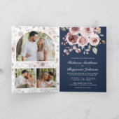Dusty Pink Roses QR Code Navy Blue Wedding (Binnen)