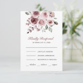 Dusty Pink Roses Wedding RSVP Kaartje (Staand voorkant)