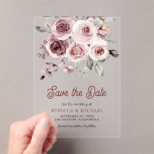 Dusty Pink Roses Wedding Save the Date Acryl Uitnodigingen (Insitu (Draagbaar))