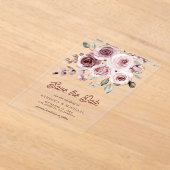 Dusty Pink Roses Wedding Save the Date Acryl Uitnodigingen (Laagn)