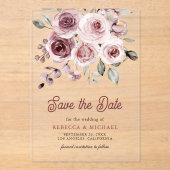 Dusty Pink Roses Wedding Save the Date Acryl Uitnodigingen (Voorkant)