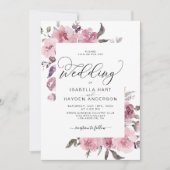 Dusty Pink Roze Blush Waterverf Floral Wedding Kaart (Voorkant)