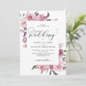 Dusty Pink Roze Blush Waterverf Floral Wedding Kaart (Staand voorkant)