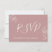 Dusty Pink RSVP Wedding Response Kaart (Voorkant)