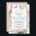 Dusty Pink Rustic Floral Rehearsal Dinner Inv Kaart<br><div class="desc">De stoffige roze rozen van Elegant worden in donkergroene bladeren nestled. Ze vormen een bloem lijst rond je trouwgegevens.</div>