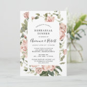 Dusty Pink Rustic Floral Rehearsal Dinner Kaart (Staand voorkant)
