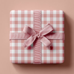Dusty Pink Rustic Gingham Cadeaupapier
