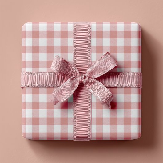 Dusty Pink Rustic Gingham Cadeaupapier