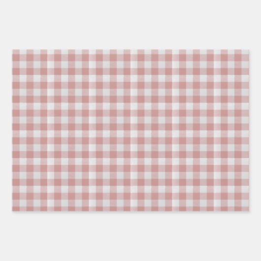 Dusty Pink Rustic Gingham Inpakpapier Vel (Voorkant 2)
