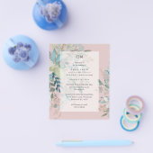 Dusty Pink Sage Wedding Ceremonie and Reception In Flyer (Enkel)