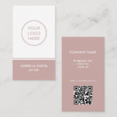 Dusty Pink Scannable QR Logo Visitekaartje (Voorkant / Achterkant)