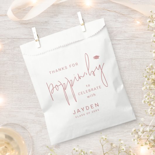 Dusty Pink Script Bedankt voor Popping by Afstuder Bedankzakje (Geknipt)