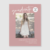 Dusty Pink Script School Afstuderen Foto Magnet (Voorkant)