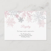 Dusty Pink & Silver Snowflakes Wedding Registry Informatiekaartje (Voorkant)