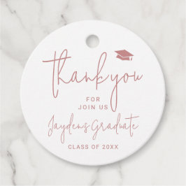 Dusty Pink Simple Modern Script Afstuderen dank u Bedankjes Labels