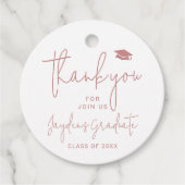 Dusty Pink Simple Modern Script Afstuderen dank u Bedankjes Labels (Voorkant)