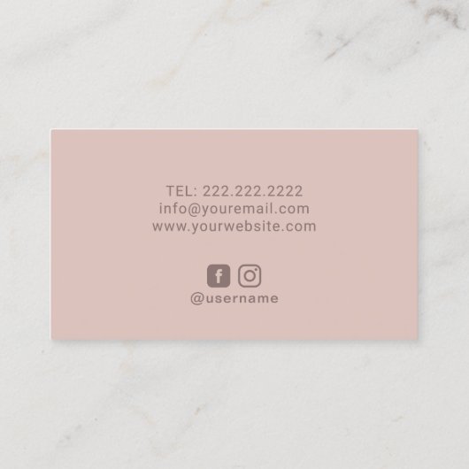 Dusty Pink Spiral Floral Makeup Artist Hair Salon Visitekaartje (Achterkant)