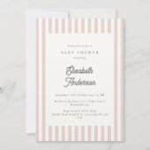 Dusty Pink Stripes Meisje Baby shower Invitation Kaart (Voorkant)