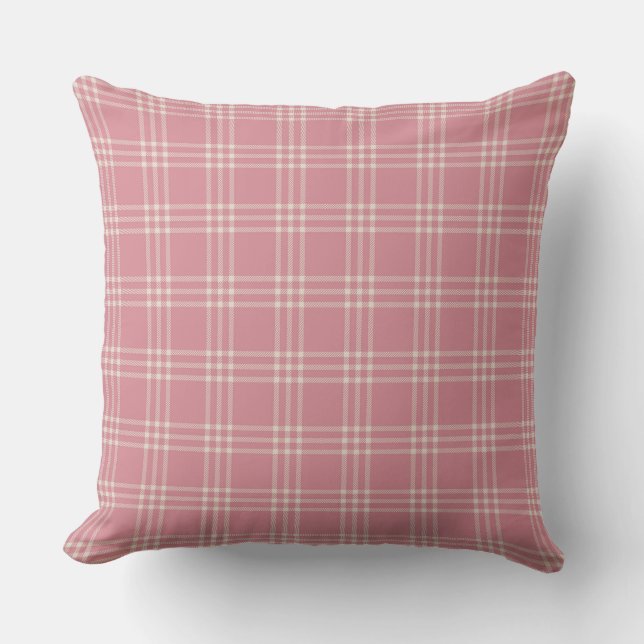 Dusty Pink Tartan Patroon Kussen (Voorkant)