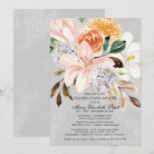 Dusty Pink Terracotta Floral Celebration of Life Kaart (Voorkant / Achterkant)