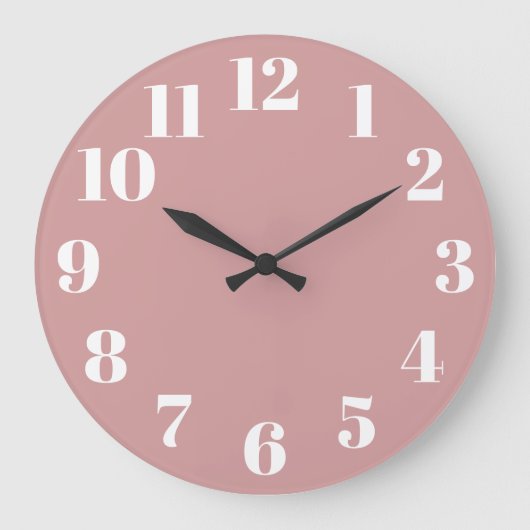 Dusty Pink Trendy Numbers Grote Klok (Voorkant)