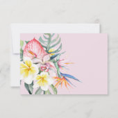 Dusty Pink Tropical Floral Botanical Wedding RSVP Kaartje (Achterkant)