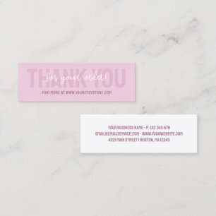 Dusty Pink Typography Bedankt Order Insert Klantenkaartje