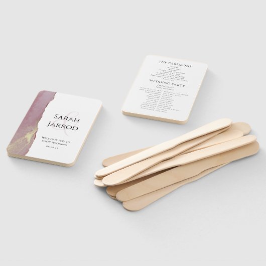 Dusty Pink Viva Magenta Elegant Wedding Programme Handwaaier (Niet-gemonteerd)