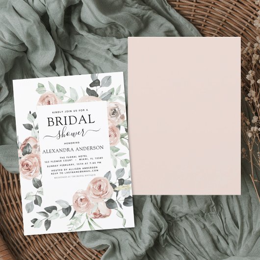 Dusty Pink Vrijgezellenfeest Floral Greenery Kaart