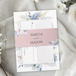 Dusty Pink Watercolor Floral Wedding Uitnodigingen Wikkel