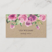 Dusty Pink Watercolor Flowers Kraft Visitekaartje (Voorkant)