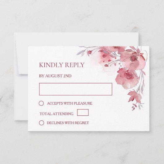 Dusty Pink Watercolor Wedding RSVP Kaartje (Voorkant)