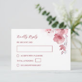 Dusty Pink Watercolor Wedding RSVP Kaartje (Staand voorkant)
