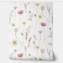 Dusty Pink Watercolor Wildflower Behang